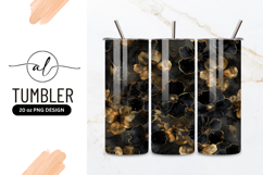 Black And Gold Floral Tumbler Png Pattern Product Image 1