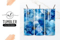Blue Floral Watercolor Abstract Tumbler Png Design Product Image 1