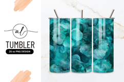 Teal Flower Alcohol Ink Tumbler Png Pattern Product Image 1