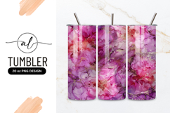 Pink Floral Alcohol Ink Art Tumbler Png Product Image 1
