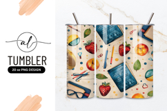 Watercolor Seamless Pattern With School And Summer Objects Product Image 1