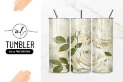 Elegant White Roses On Vintage Floral Background Product Image 1