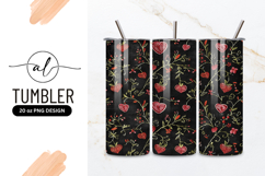 Heart Floral Pattern On Black Background Tumbler Png Product Image 1