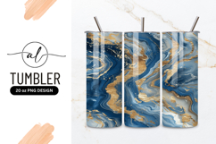Blue And Gold Abstract Marble Tumbler Png Product Image 1