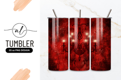 Elegant Chandelier On Textured Crimson Red Backdrop Product Image 1