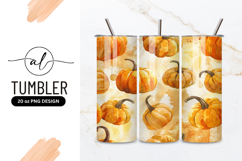 Watercolor Pumpkins Seamless Pattern Orange Brown Autumn Product Image 1