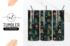 Festive Christmas Pattern with Trees Stars Ornaments Product Image 1
