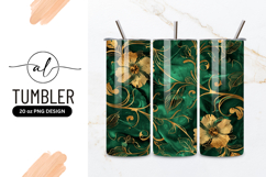 Gold Floral Pattern on Emerald Green Background image Product Image 1
