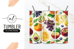 Watercolor Fruit Pattern Grapes Strawberries Oranges Apples Product Image 1