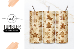 Gingerbread Men and Snowflakes Pattern in Brown and Beige Product Image 1