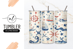 Nautical Themed Pattern with Ships Starfish and Decorative Product Image 1