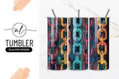 Colorful Chain Pattern on Textured Blue Background Product Image 1