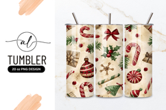 Watercolor Christmas Ornament Candy Cane Holly Berry Gift Product Image 1