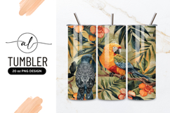 Watercolor parrots and tropical flowers illustration Product Image 1