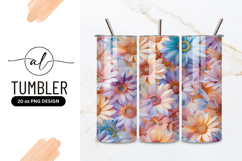 Pastel Daisy Floral Pattern in Blue Pink Orange and Purple Product Image 1