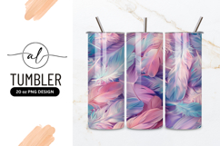 Pastel Feathers in Pink Purple and Blue Overlapping Texture Product Image 1