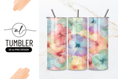 Pastel Hibiscus Floral Pattern Illustration in Various Color Product Image 1