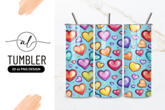 Colorful Heart Pattern on Light Blue Background hearts Product Image 1