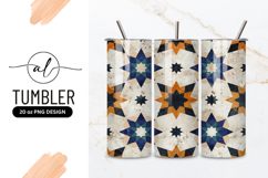 Geometric Star Pattern in Blue Orange and White with Texture Product Image 1
