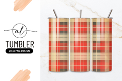 Red and Cream Plaid Pattern with White Lines on Textured Product Image 1