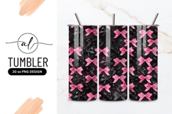 Pink and Black Bows Pattern on Black Background image Product Image 1