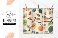 Cartoon Birds on Branch with Apples and Berries Illustration Product Image 1
