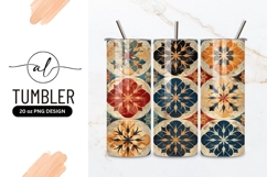 Decorative Floral Tile Pattern in Blue Red Orange Black Product Image 1