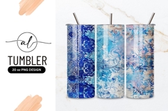 Blue Floral Patterned Background with Lace and Decorative Product Image 1