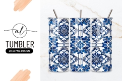 Blue and White Floral Tile Pattern Repeat Design image Product Image 1