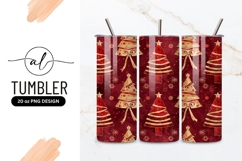 Festive Christmas Trees Pattern in Red and Gold Product Image 1
