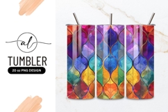 Abstract stained glass pattern with colorful leaf shapes Product Image 1