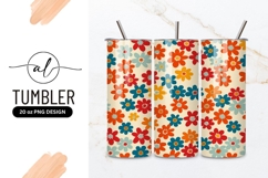Retro Floral Pattern with Red Orange Blue and Yellow Flowers Product Image 1