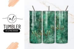 Two ornate chandeliers with emerald crystals and candles Product Image 1