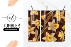 Watercolor Daffodils Floral Pattern on Brown Background Product Image 1