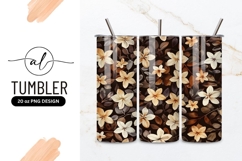 Floral Pattern with Cream and Brown Flowers and Leaves Product Image 1