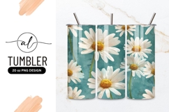 Daisy Flowers Illustration on Teal Background with Textured Product Image 1