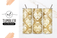 Gold and White Damask Pattern Repeat on Textured Background Product Image 1