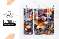 Floral Illustration of Lilies in Orange Pink and Purple Product Image 1