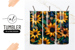 Colorful Paper Flowers and Green Leaves on Dark Background Product Image 1