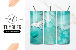 Abstract Teal and White Fluid Art Texture with Splatters Product Image 1