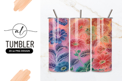 Colorful Floral Pattern with Outlined Flowers and Leaves Product Image 1