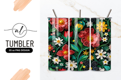 Colorful Paper Flowers and Foliage on Black Background Product Image 1