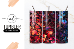 Abstract Shattered Glass Fragments in Red Orange and Blue Product Image 1