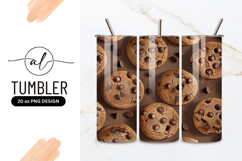 Overhead View of Chocolate Chip Cookies Scattered on Brown Product Image 1