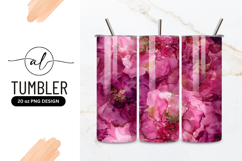 Abstract Floral Composition in Pink and Purple with Gold Product Image 1