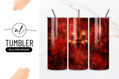 Silhouette Chandelier with Lit Candles Against a Red Product Image 1