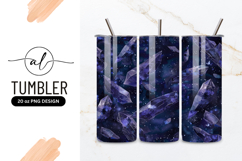 Watercolor Crystals Floating in a Dark Blue Space with White Product Image 1