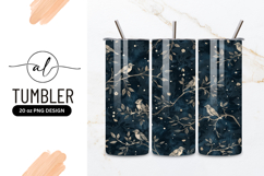 Watercolor Birds on Branches with Leaves and White Dots Product Image 1