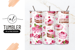 Watercolor Cakes and Cupcakes with Cherries and Strawberries Product Image 1
