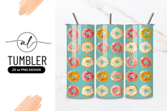 Colorful Donut Pattern on Teal Background Food Illustration Product Image 1
